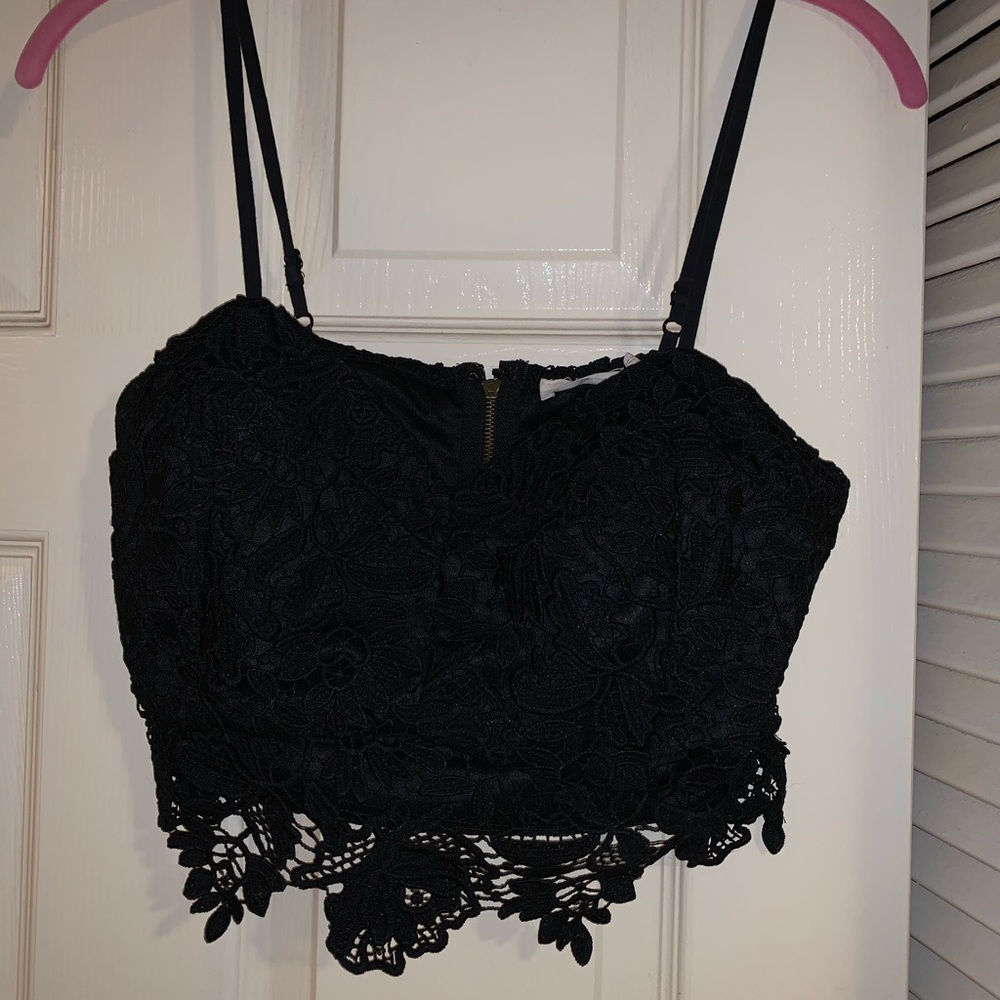 Black lace crop top
